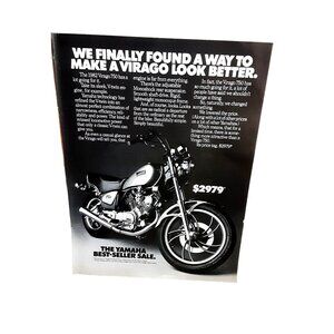 1982 Yamaha Virago Motorcycle Original Print Ad vintage 80s